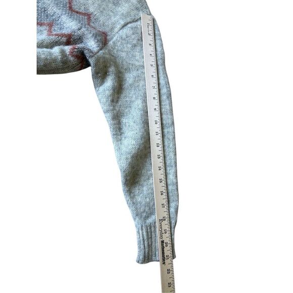 Vintage Icelandic Wool Sweater size XS 80s Grey Nordic Knit Pullover Zig Zag Str - Picture 6 of 9